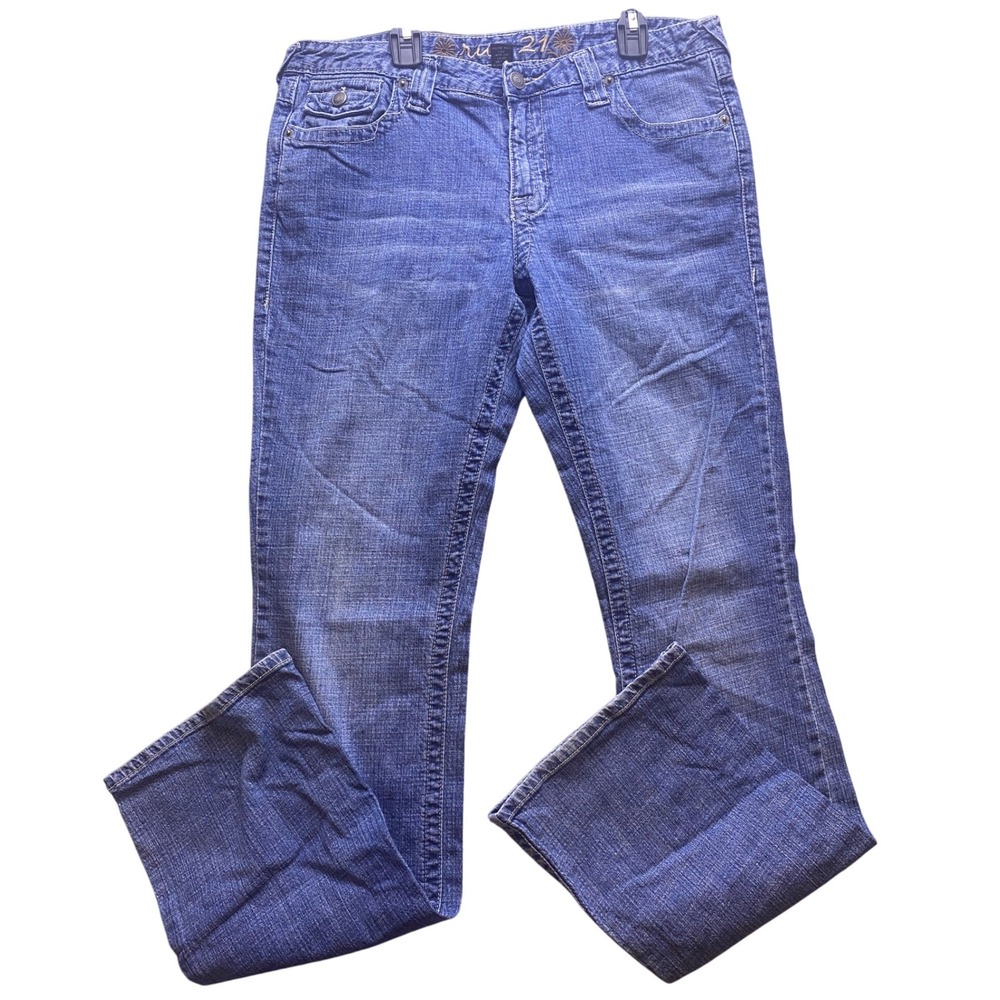 Rue 21 Jeans Womens‎ 13/14 Blue Denim Y2K Pockets Academia Streetwear Stretchy